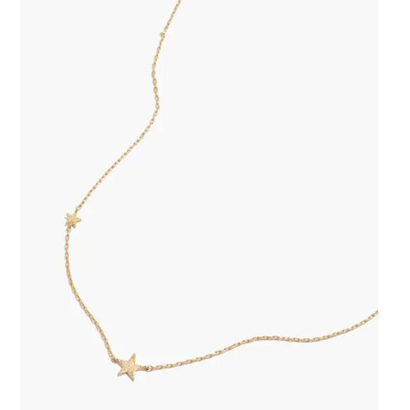Madewell Double Stars Matte Gold Tone Necklace 18" Chain NWOT - Picture 1 of 9